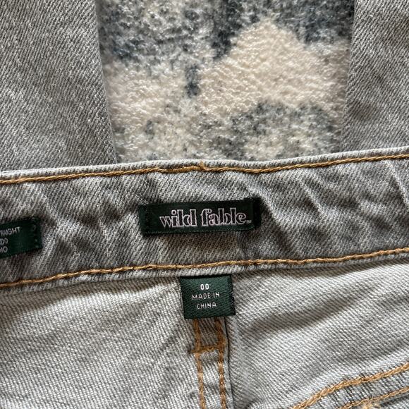 Wild Fable Stretch Mid Rise 90's Relaxed Straight Distress Jeans Gray Women's 00 - Picture 7 of 11